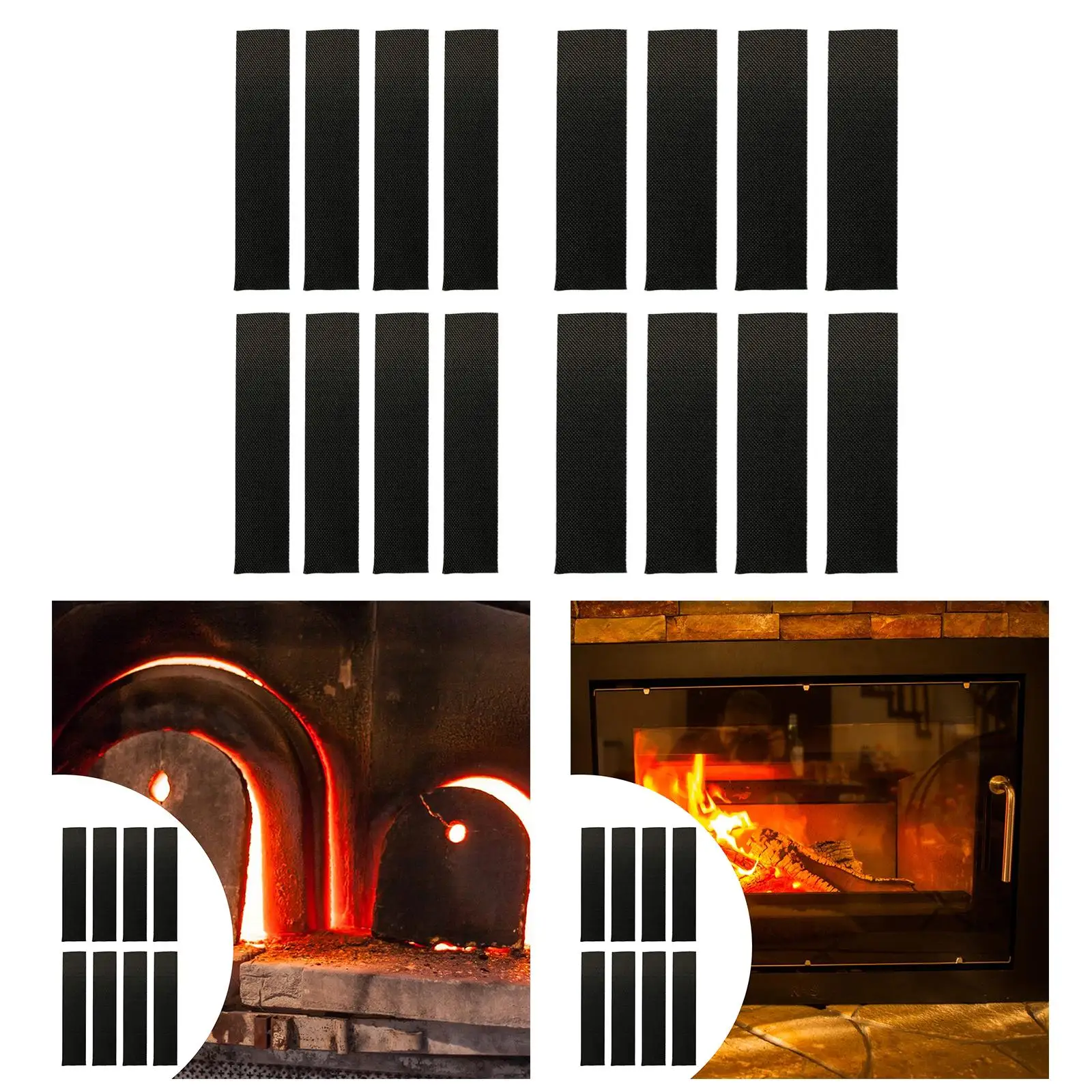 8 piezas de cinta para extremo de chimenea, tira de sellado resistente a altas temperaturas, cintas para juntas resistentes al calor, evita el deshilo del cable