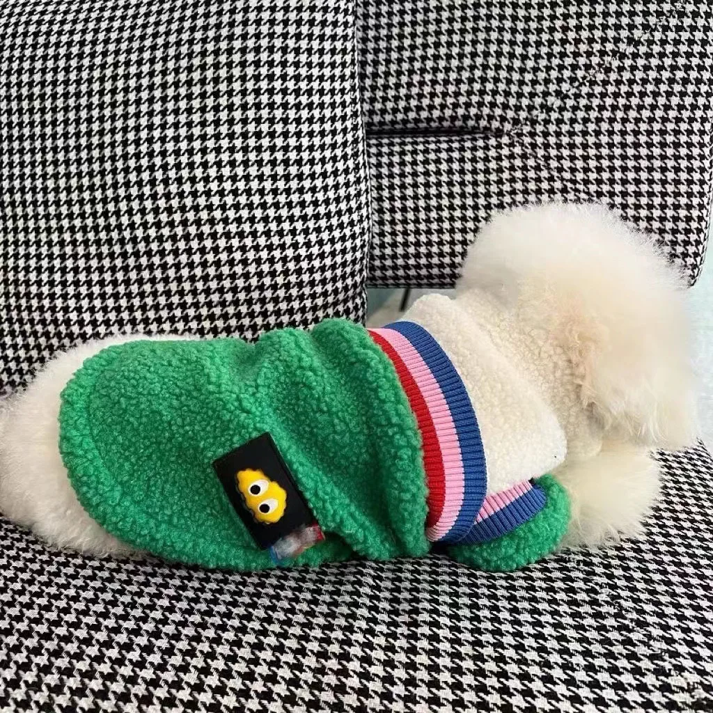 Abrigo de empalme colorido de lana de cordero para mascotas, Teddy Schnauzer grueso, ropa cálida de lana para perros, ropa para cachorros para perros pequeños - imagen 5