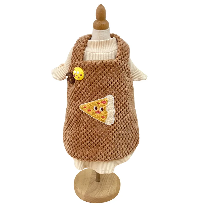 Falda con tirantes de felpa para mascotas, ropa para mascotas de otoño/invierno, ropa gruesa para mascotas, abrigo bordado bonito, ropa para cachorros para perros pequeños - imagen 4