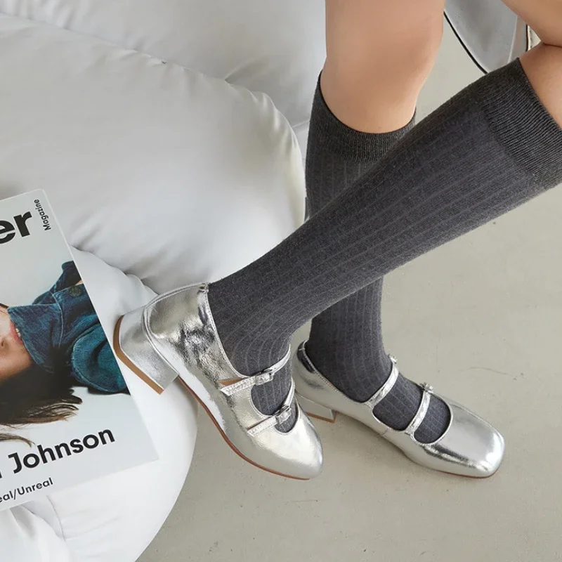 Zapatos De Ballet De tacón grueso Retro para Mujer, Zapatos De tacón medio Mary Jane, Zapatos individuales, nuevos - imagen 4