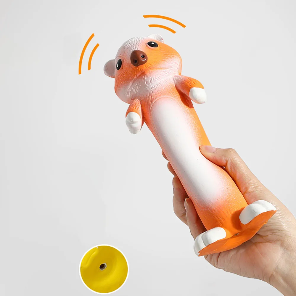 Juguete de perro chirriante en forma de nutria de peluche, palo Molar para masticar duradero, juguete interactivo para mascotas para cachorros, perros pequeños y medianos, limpieza de dientes - imagen 4