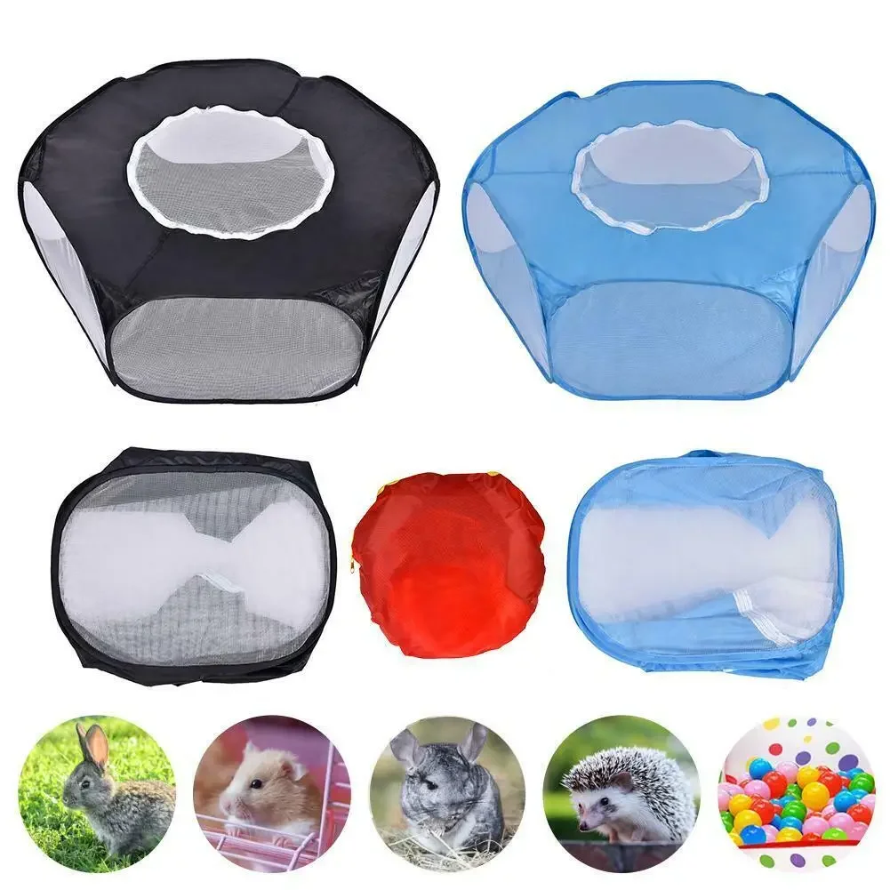 Valla portátil para perros, parque infantil para cachorros, interior y exterior, para animales pequeños, valla para hámster, tienda, jaula con cubierta, casa de Camping impermeable - imagen 4