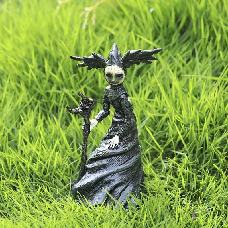 Figurita de bruja de resina para decoración de Halloween, decoración de jardín de resina, adorno de resina artístico portátil para patio de jardín, porche y césped, 2023 - imagen 3