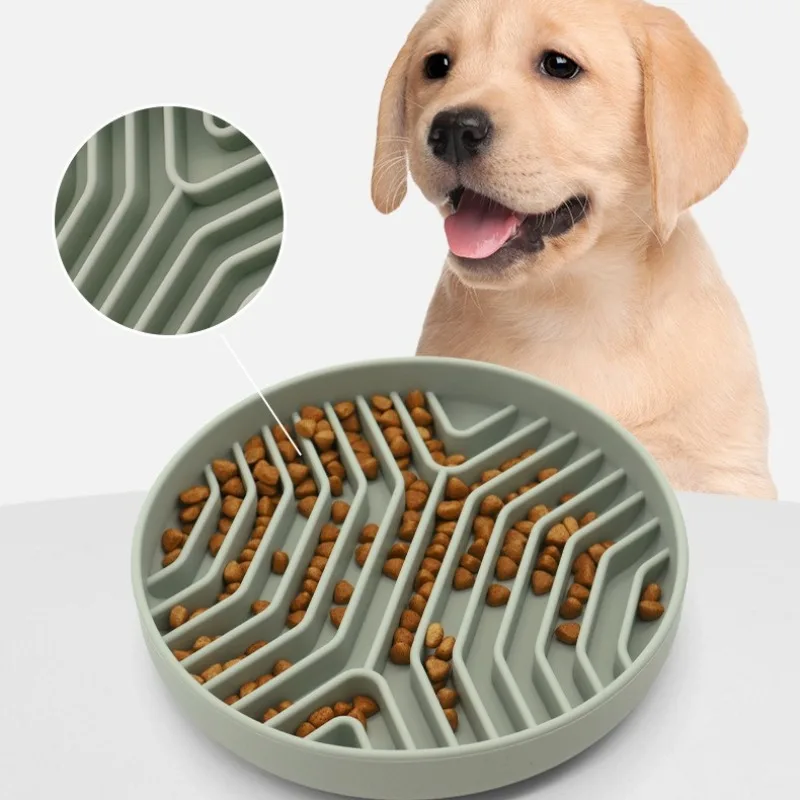 Comederos lentos de silicona para mascotas con ventosa, cuencos antideslizantes para perros, suministros de alimentación para mascotas en el hogar, vajilla para cachorros y gatitos