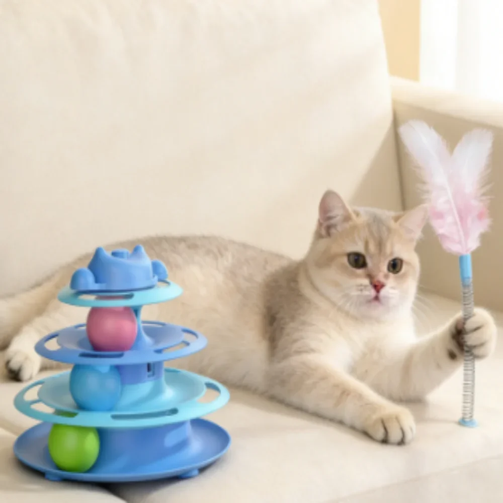 Torre de Juguetes Interactiva para Gatos - Plataforma Giratoria - imagen 2