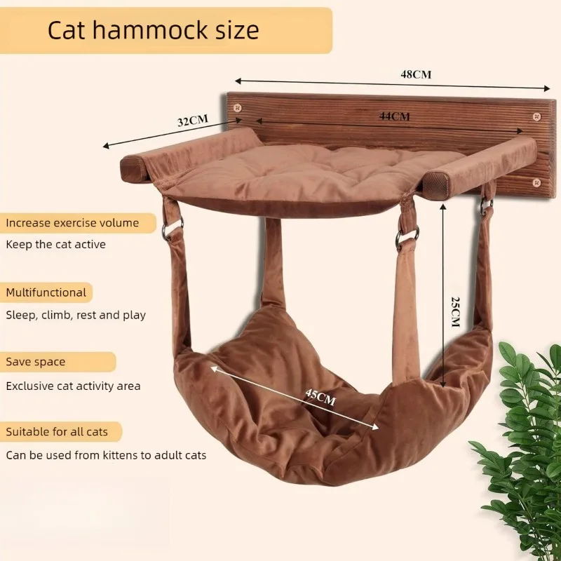 Hamaca colgante de pared para gatos con cojín suave desmontable - imagen 2