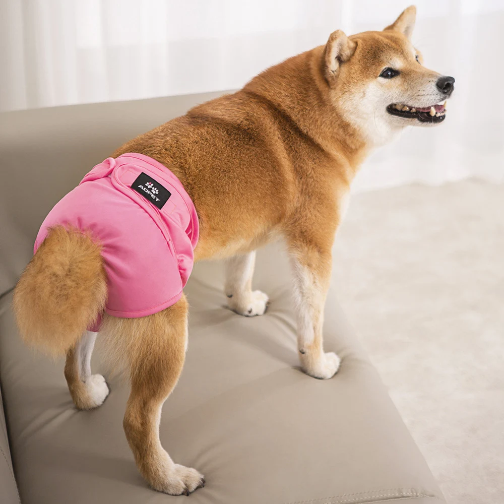 Pañales lavables y reutilizables para perros y mujeres, pañales para cachorros, urdimbre para niñas, pañales ajustables de Color sólido para mascotas - imagen 2