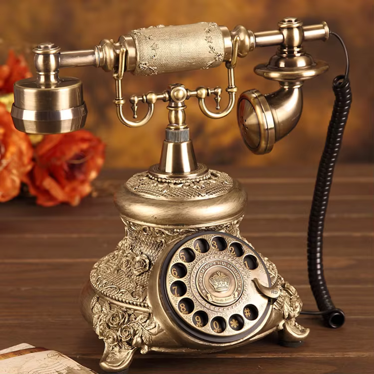 Teléfono retro de dial giratorio – Decorativo para escritorio y oficina - imagen 3