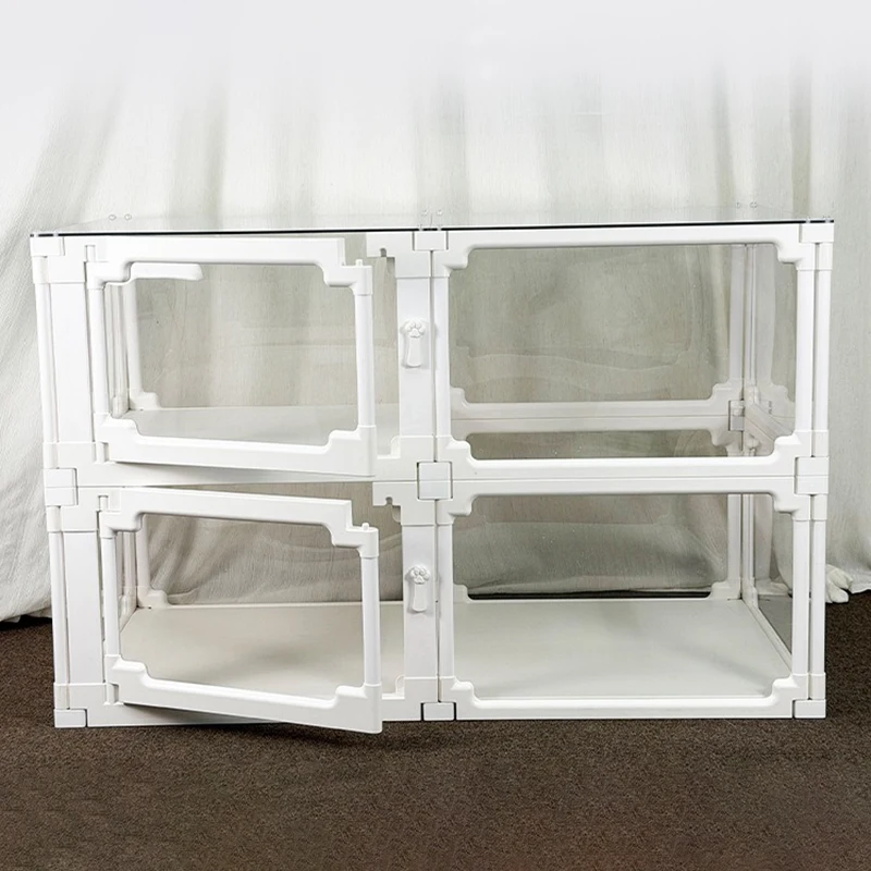 Jaula de valla para mascotas de doble capa para interiores, 40 + 40CM, jaula transparente para perros y gatos, perrera para perros pequeños, jaulas de lujo, suministros de muebles para mascotas