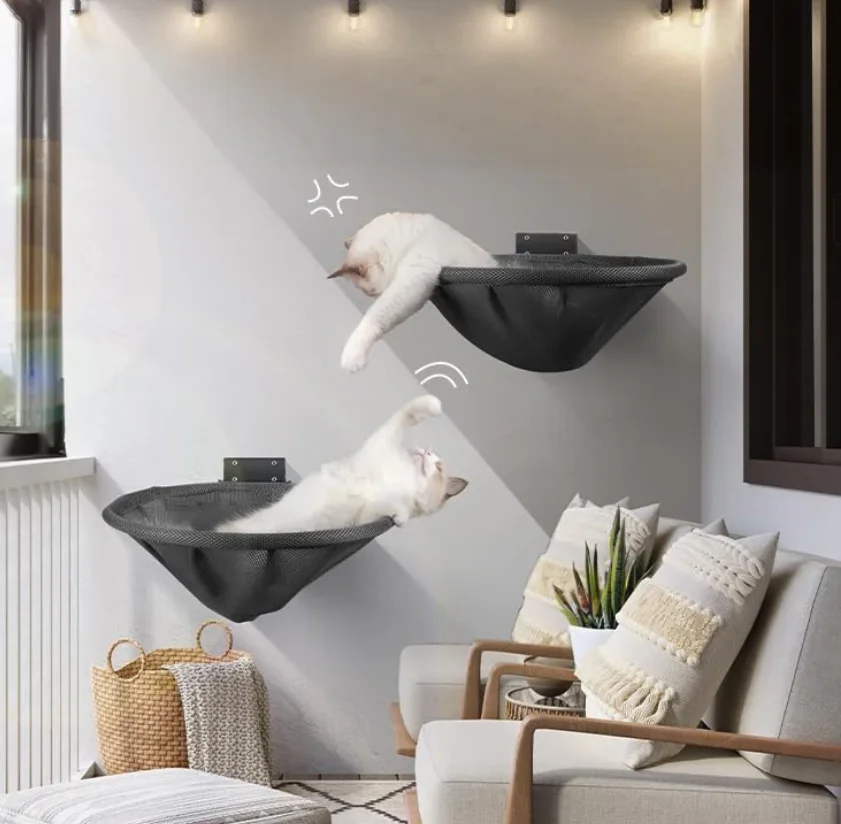 Hamaca para gatos, cama montada en la pared, plegable, estable, 42cm, camas para gatos, estante de pared transpirable para gatos para dormir, jugar, accesorios de escalada