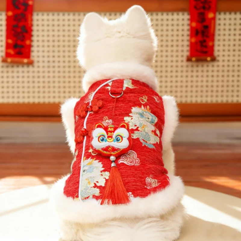 Abrigo festivo con capucha para perros y gatos estilo chino Año Nuevo - imagen 3