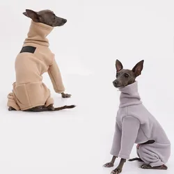 Chaqueta de lana polar doble cara para perros con cuello alto