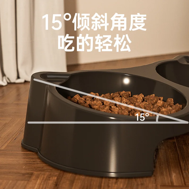 Cuenco de alimentación para Gato, cuenco de comida para perros, cuenco de comida para gatos elevado, cuencos dobles de agua para alimentación, lavabo antigolpes de boca oblicua para perros - imagen 3