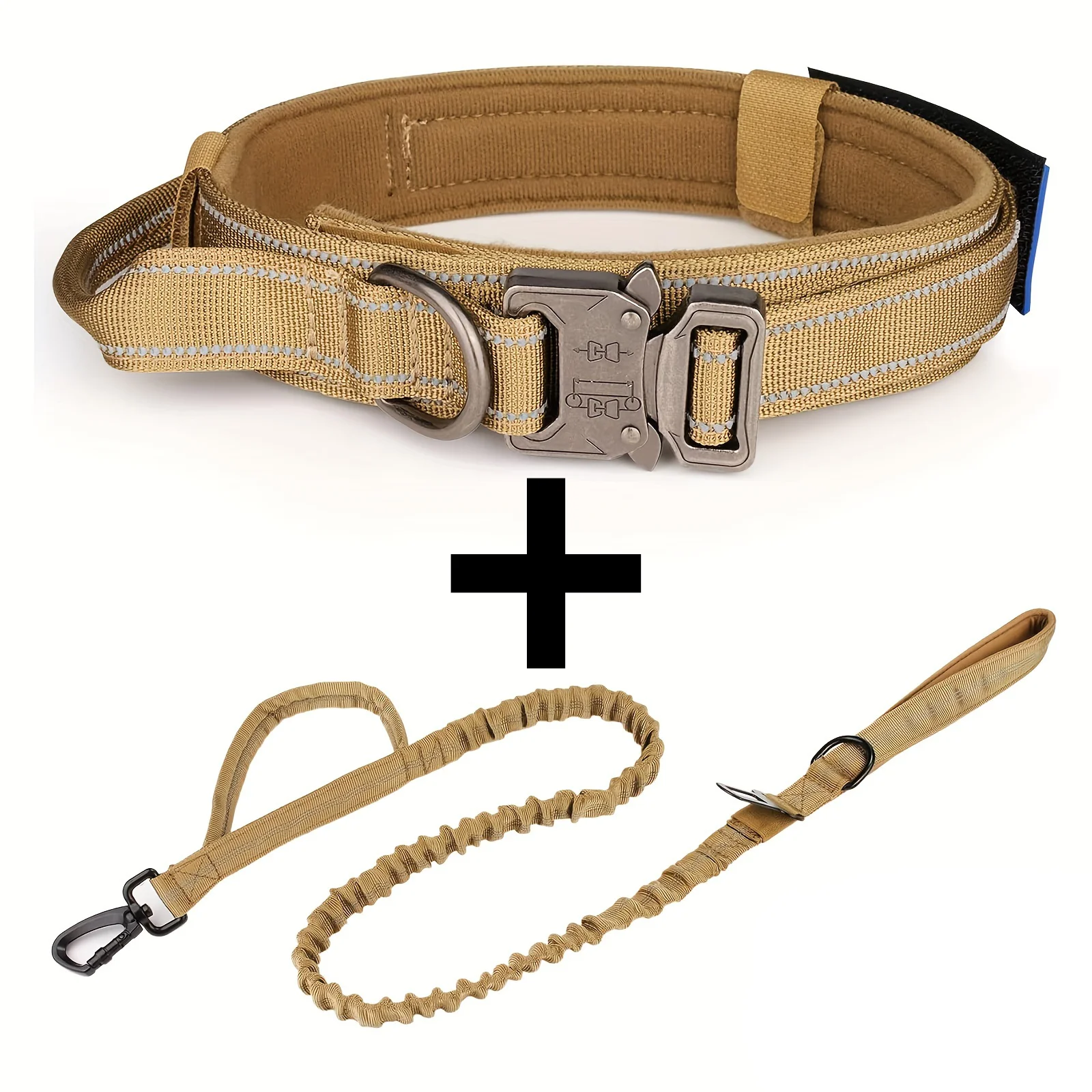Juego de Collar y correa para perro táctico, Collar y correa para perro militar para perros medianos a grandes, hebilla de Metal resistente ajustable Re