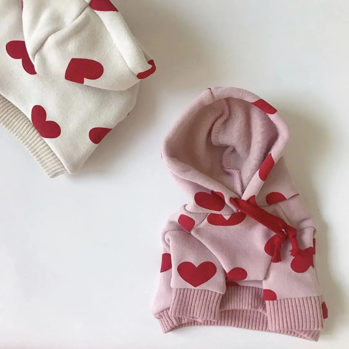 Sudadera con capucha de invierno para mascotas con estampado de corazones y sudadera con capucha de lana para mascotas pequeñas (bichon Frise, Pomerania, perro de peluche, gato