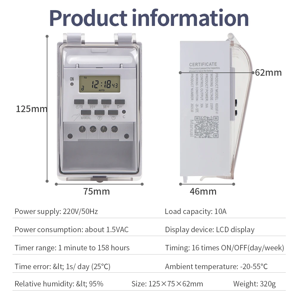 Interruptor de Control de tiempo multifuncional, temporizador Digital semanal de 220V y 30A, temporizador electrónico programable de 7 días con bloqueo de botón - imagen 5