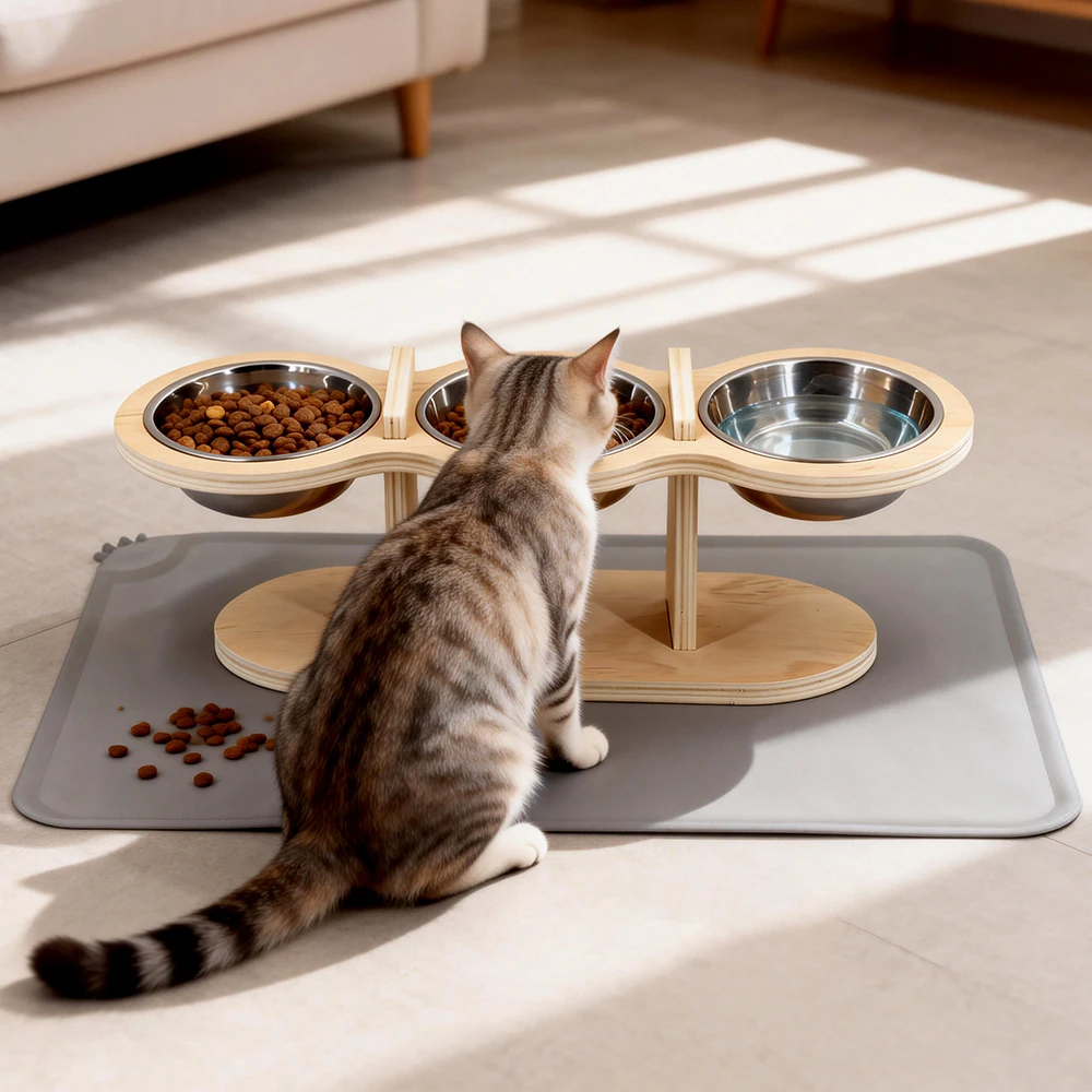 Comedero elevado para gatos y perros pequeños – Tazones de acero - imagen 5