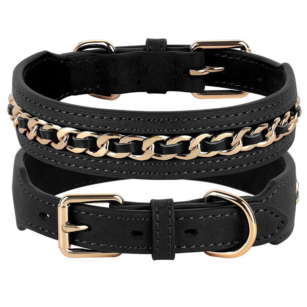 Accesorio metal perros medianos grandes Pitbull Pug M L collar cuero