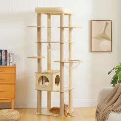 Torre alta para gatos de madera – Hamacas y postes rascadores