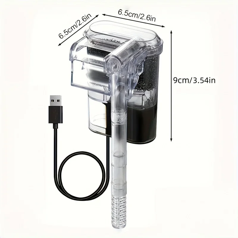 Filtro acuario USB silencioso flujo ajustable para peceras pequeñas - imagen 5