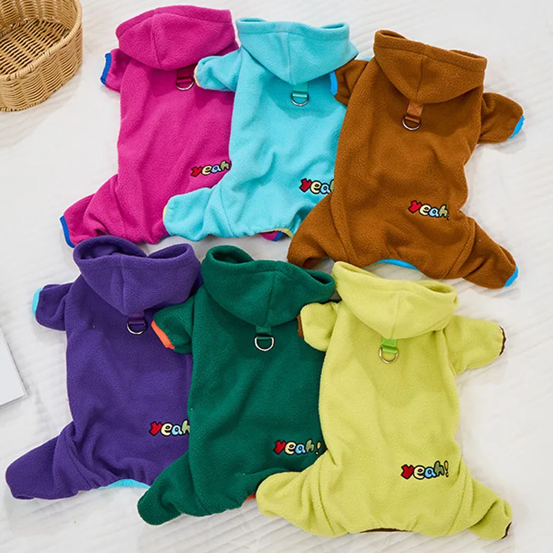 Ropa de lana para perros, disfraz de invierno con capucha, pijamas cálidos, monos para perros pequeños y medianos, mono para cachorros, Chihuahua, traje de mono