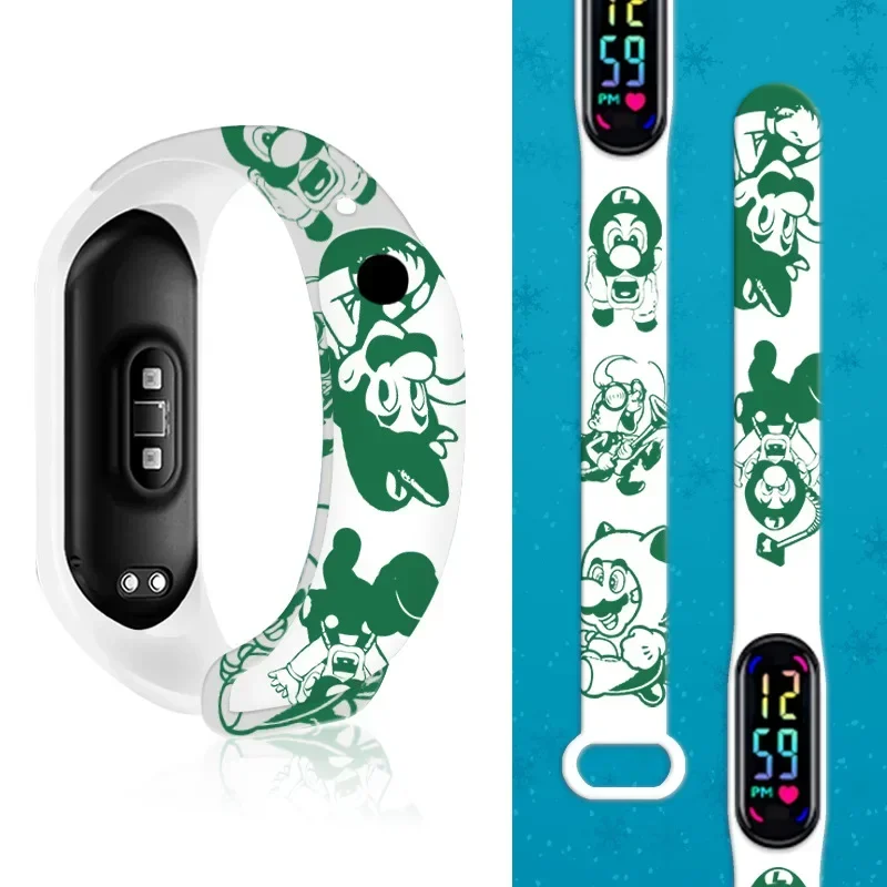 Relojes Super Marios Bros para niños, pulsera deportiva de Anime Luigi Princess Peach Yoshi Bowser, reloj Digital resistente al agua de juguete - imagen 3