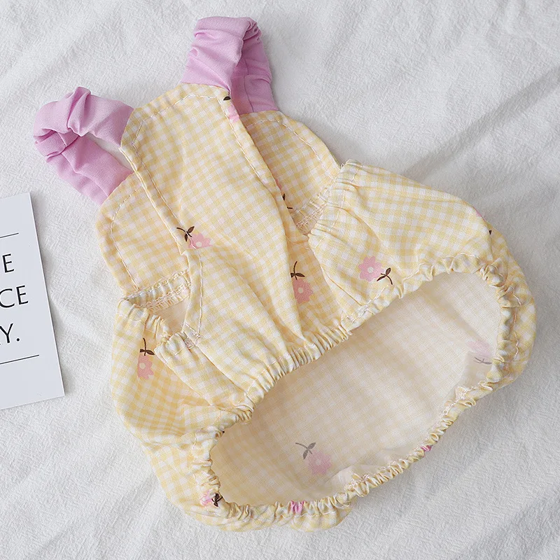 Vestido de flores amarillas para perros pequeños, falda fina de princesa para cachorros, ropa de verano para perros, ropa para Chihuahua York, suministros para mascotas