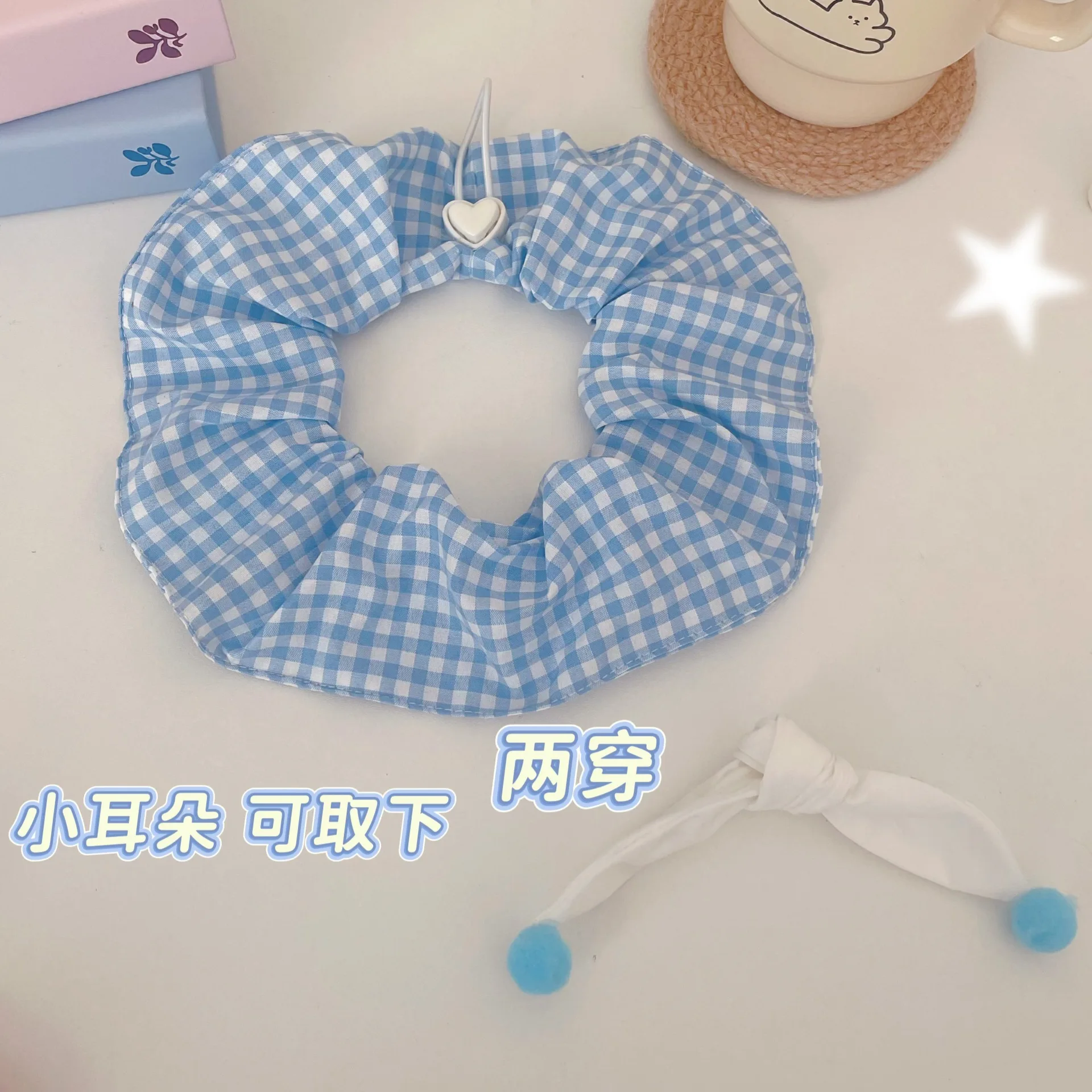 Las perros y gatos pueden usar dos collares de bolas de piel a cuadros, lindos perros pequeños y medianos pueden ajustar sus collares, accesorios para cachorros - imagen 3