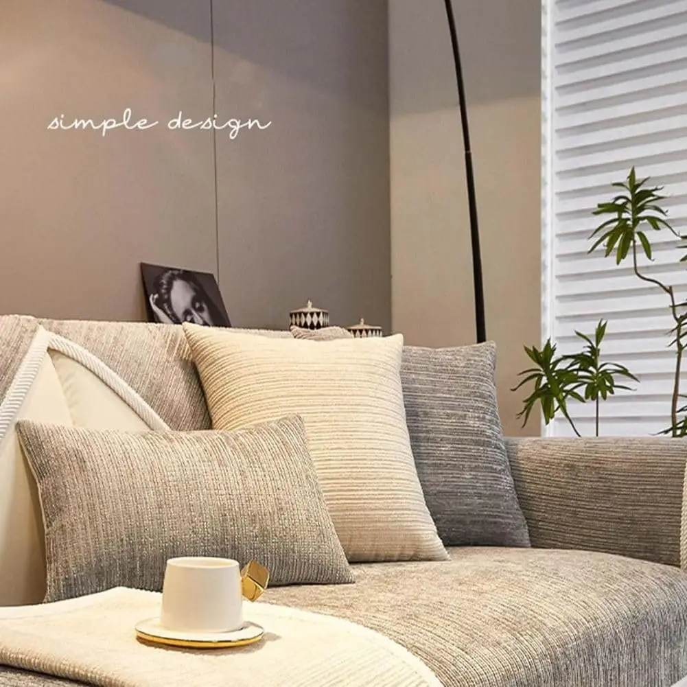 Funda de sofá-funda de sofá para mascotas lavable antiarañazos de chenilla a rayas simples fundas de sofá seccionales texturizadas de tejido a rayas - imagen 5