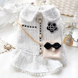 Vestido princesa con lazo de perlas para perros pequeños