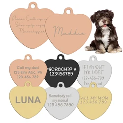 Etiqueta personalizada con forma de corazón para mascota, nombre, identificación personalizada, Collar multicolor para perro y gato, suministros de Collar para mascotas, accesorios antipérdida