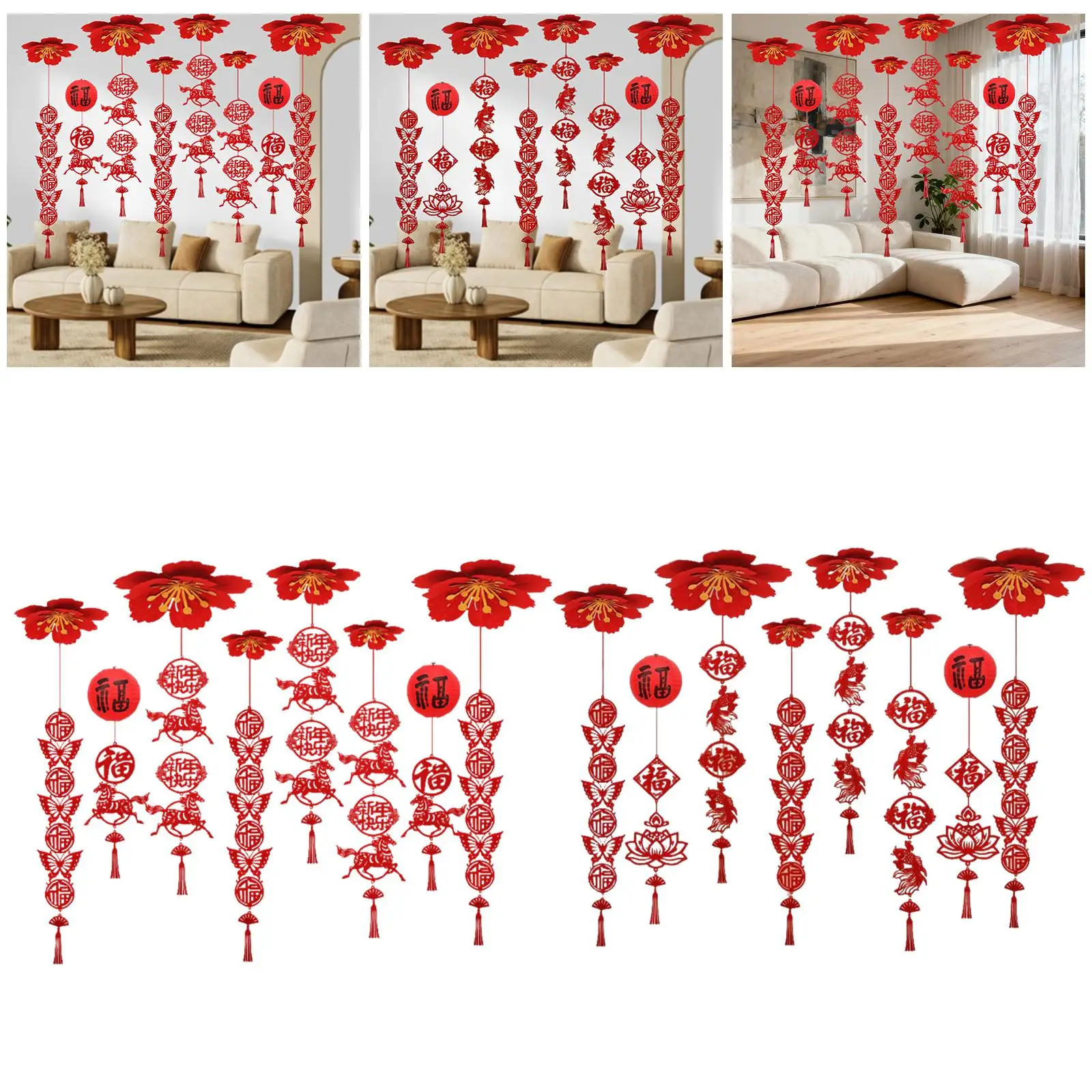 Colgante borla fieltro rojo Año Nuevo Chino del Caballo decoración - imagen 4