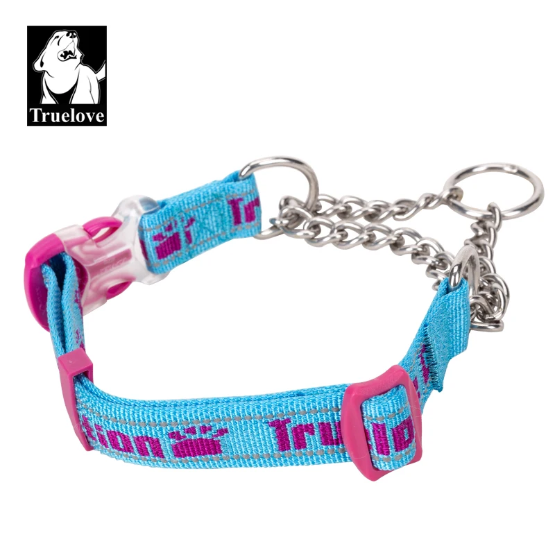 Truelove collar nailon perro cadena acero inoxidable ajustable reflectante entrenamiento perros grandes TLC5372