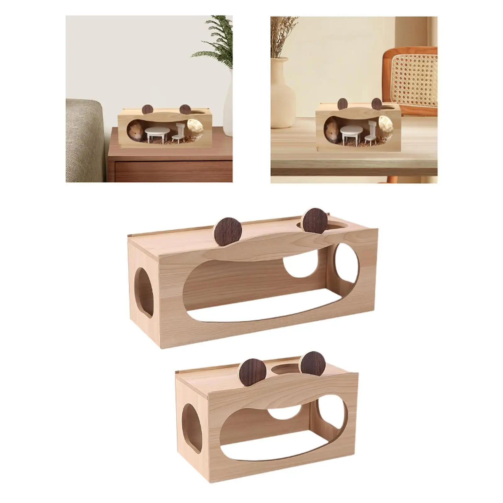 Hamster Wood House Hamster Hideout Hideaway Exploration Toy Cage Accessories for Chinchilla Gerbils Hamsters Small Pet