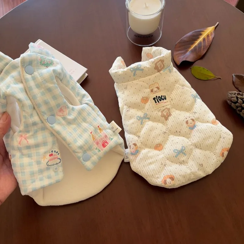 Abrigo cálido invierno a cuadros con lazo para gatos y perros pequeños - imagen 3