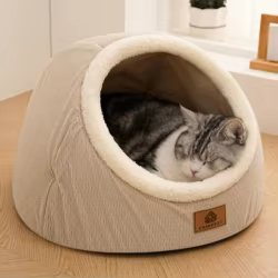 Cama invernal semicerrada para gatos y perros pequeños