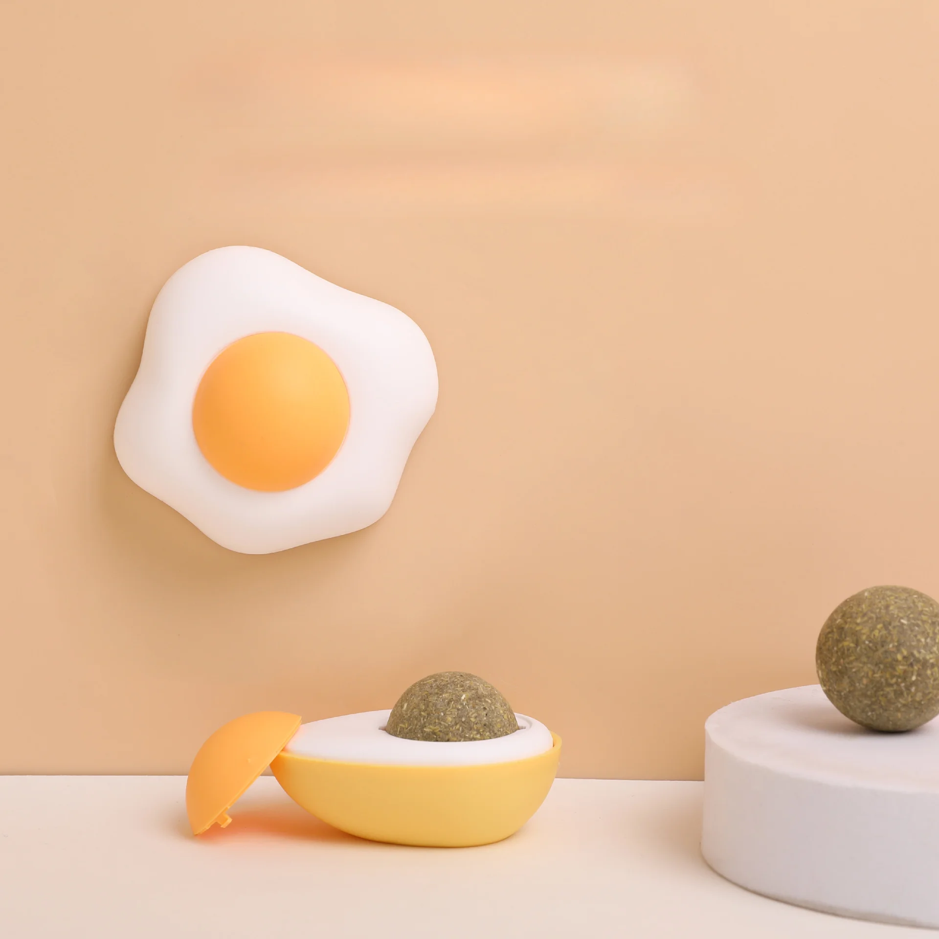 Bolsa de juguetes con bola de menta para gatos, huevos para lamer, diversión feliz, juguetes para gatos, suministros para mascotas