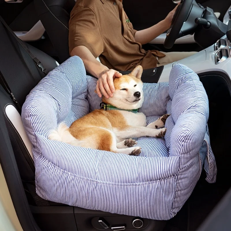 Asiento para perro, elevador de viaje para coche, asiento de coche para mascota, perro, gato, asiento de coche, cama, cojín grueso lavable, bolsa transportadora para perros, portador de coche para mascotas - imagen 3