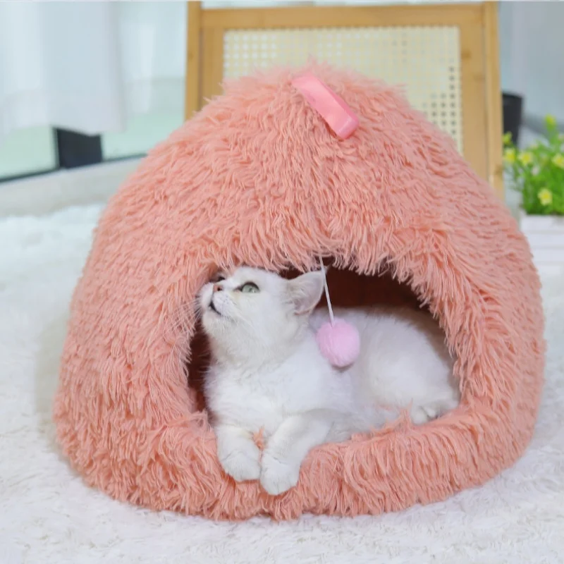 Nuevo Perrera de franela de felpa cálida para invierno, almohadilla para perrera para perros y gatos, cesta nido acogedora para dormir profundo para mascotas de interior pequeñas y medianas - imagen 4