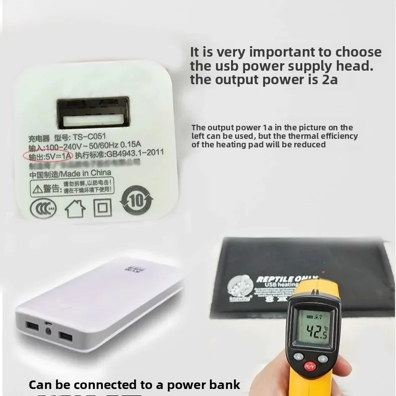 Almohadilla calefactora USB para reptiles, interruptor de sincronización de temperatura ajustable para mascotas, almohadilla calefactora de temperatura constante para palacio de mascotas