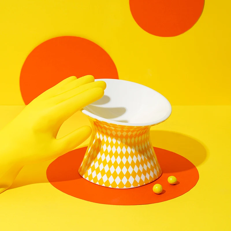 Cuencos de cerámica para perros y gatos, platos antiribaltes para comida para mascotas, diseño de base elevada que protege los cuellos de gatos, adecuados para perros pequeños y gatos - imagen 4