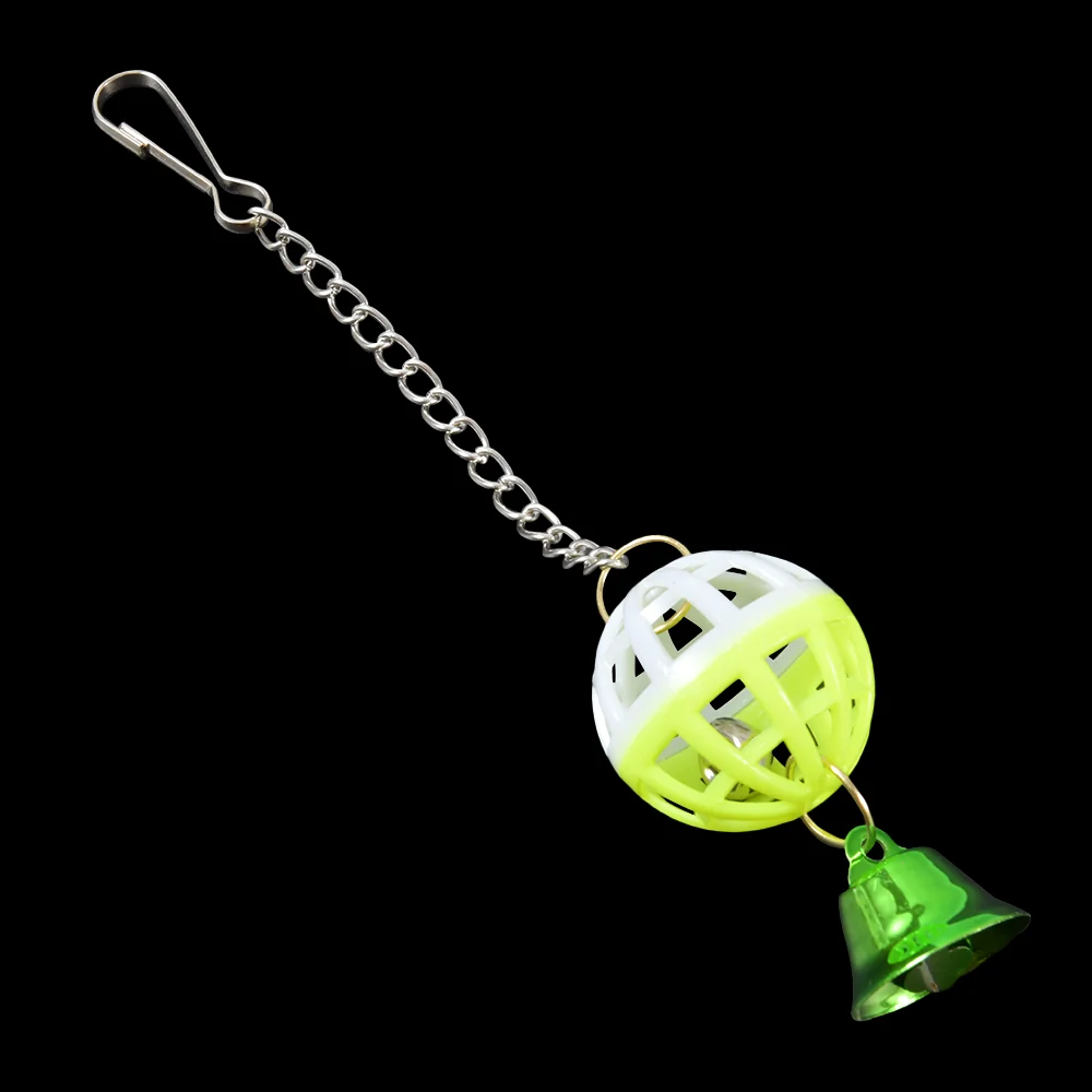 Juguetes bonitos para loros, juguetes para mascotas, periquito para escalar, morder, masticar, columpio colgante, Bola de campana, anillos de campana de dos colores para pájaros - imagen 2