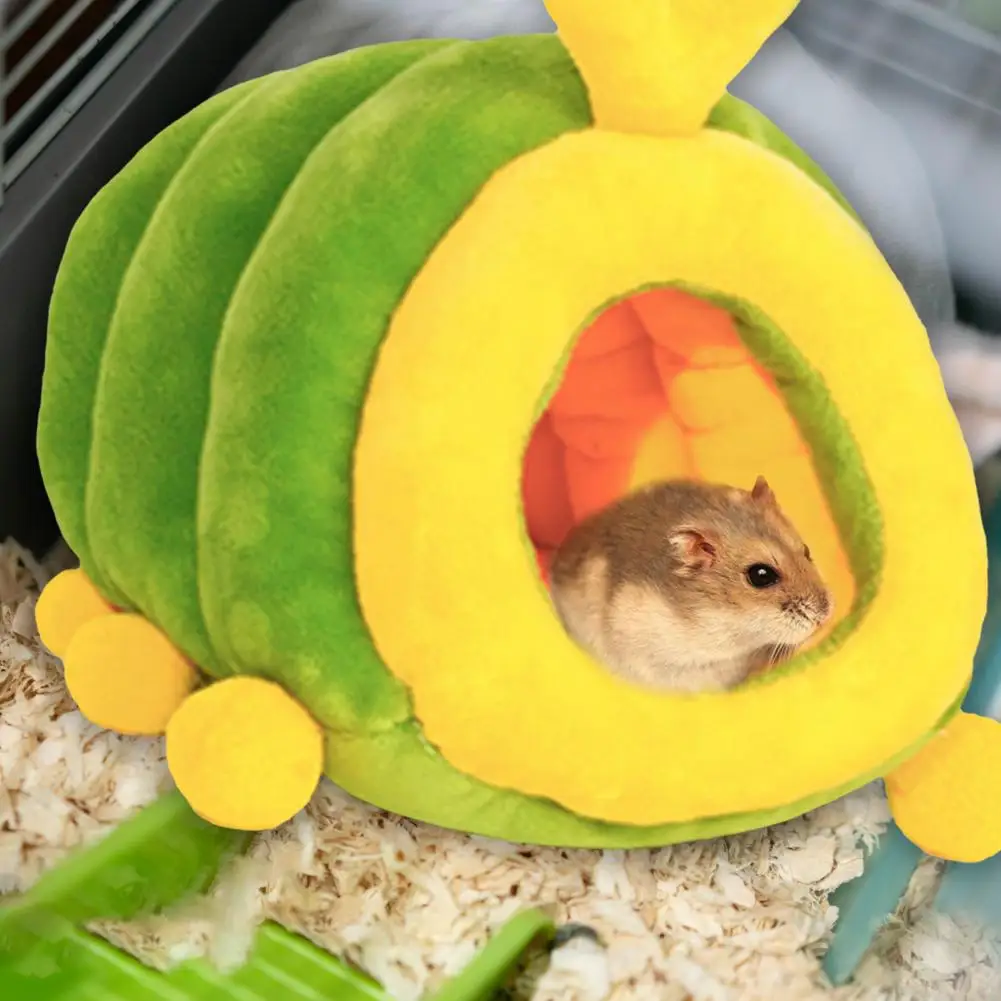 Bonito y exquisito nido de hámster de dibujos animados, casa de dormir suave y cálida para ardilla, escondite de conejillo de indias Ideal, suministros para mascotas - imagen 3