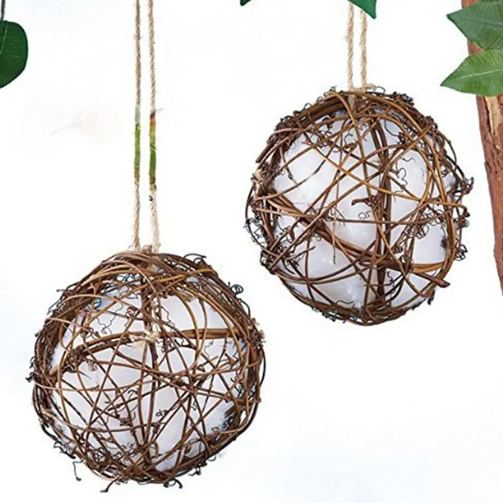 Bhuuno 3Pack Globe Hummingbird Nesters Rattan Balls Cage Bird Nesting Bite