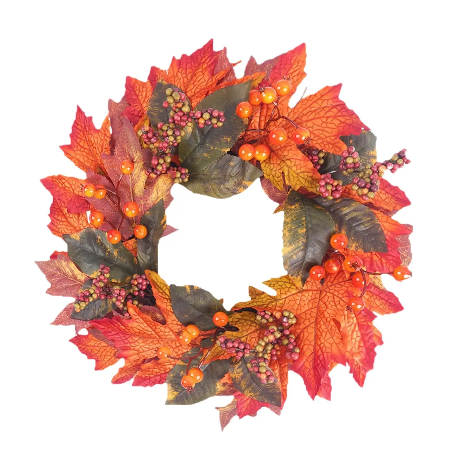 Corona Artificial de otoño para decoración del hogar, cosecha de hojas de arce, corona de bayas decorativa para festivales, interiores, exteriores, fiestas y oficinas - imagen 3