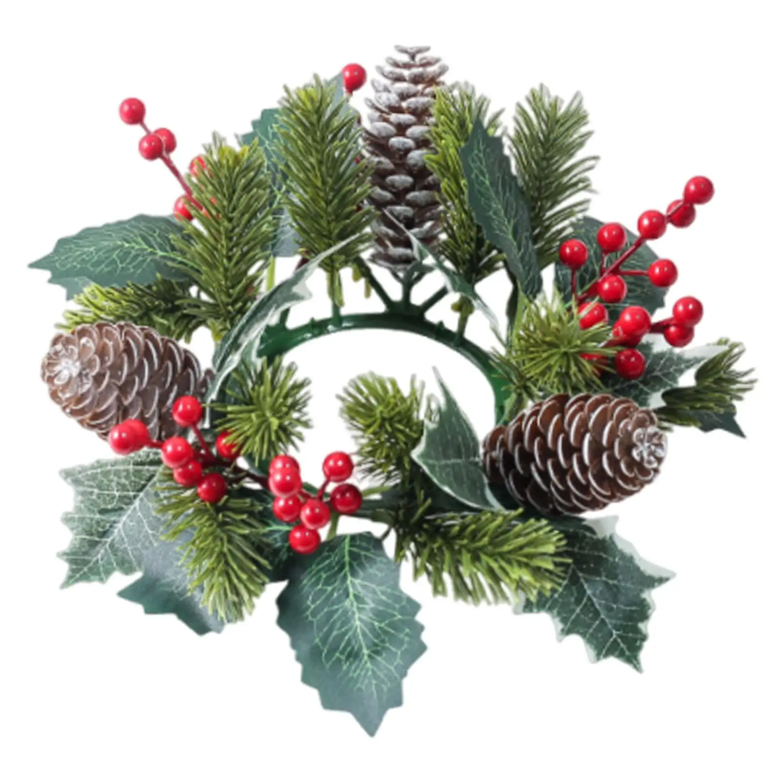 2xCandlestick Holder Pine Needle Garland Wedding Christmas Candle Ring Wreath