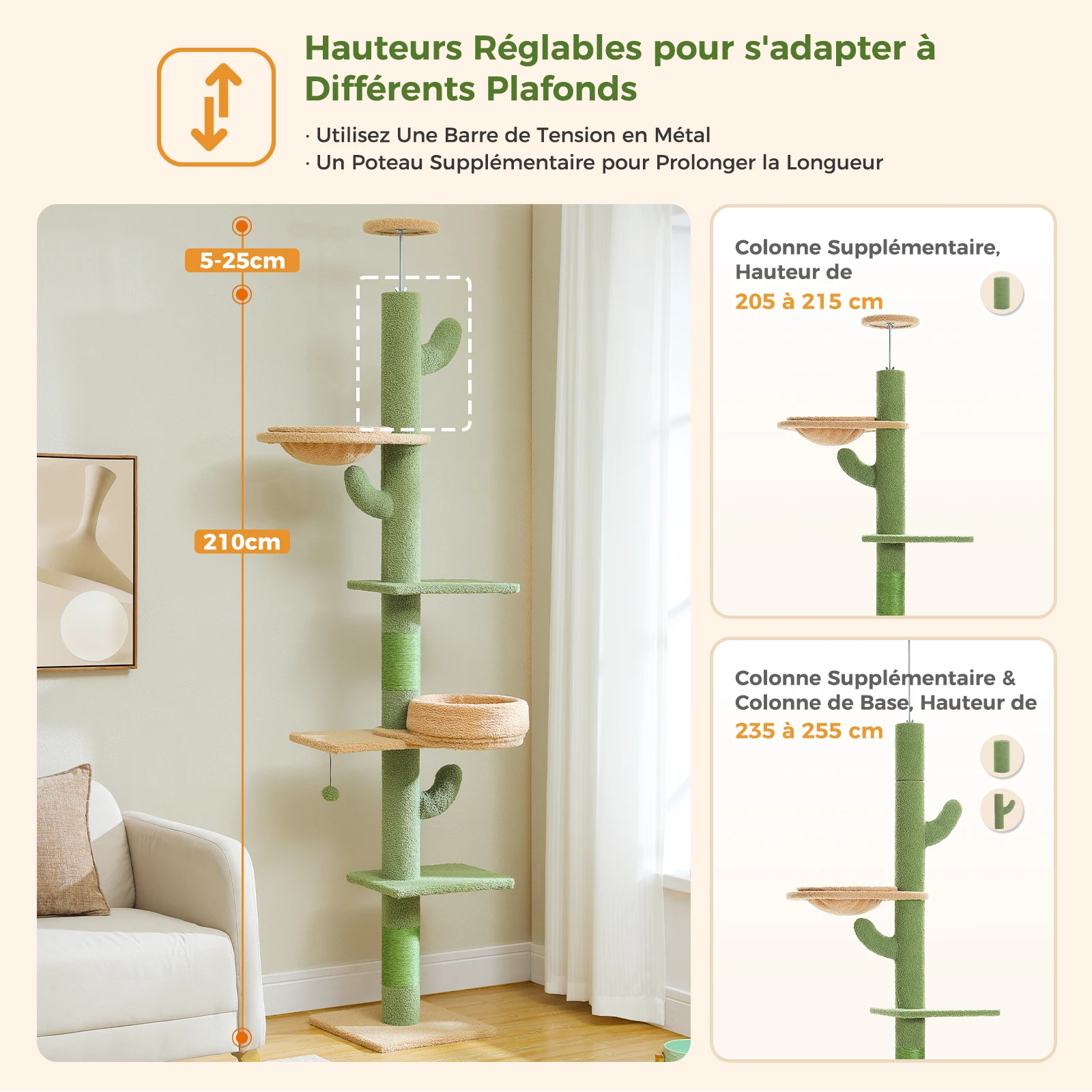 Árbol para gatos con hamaca y plataformas – Torre de techo con juguetes - imagen 5