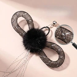 Juguete peluche para gatos con borla mariposa visón negro interactivo
