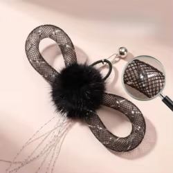 Juguete peluche para gatos con borla mariposa visón negro interactivo