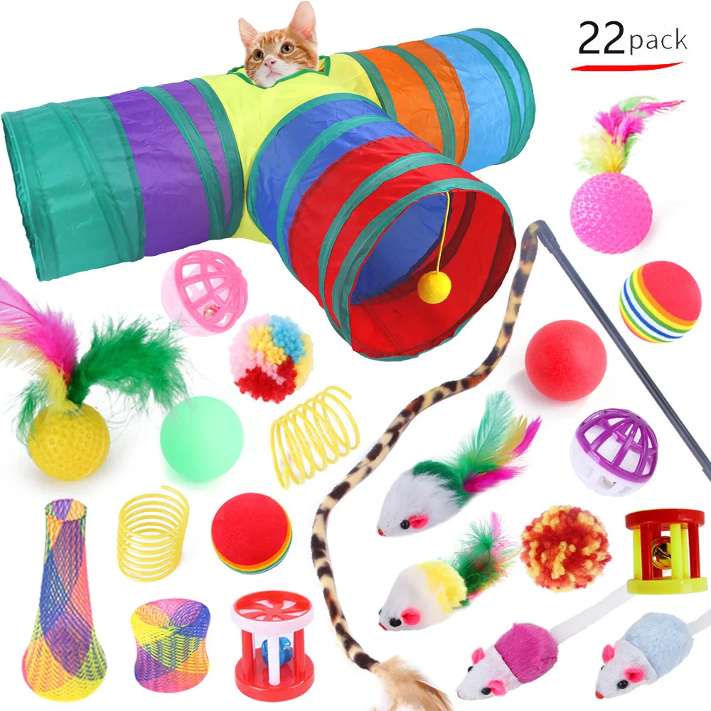 Juguete para gatos con forma de ratón, pelota plegable para gatos, túnel de juego, Chat, tienda divertida para gatos, juego de combinación de peces de simulación, accesorios para gatitos - imagen 4